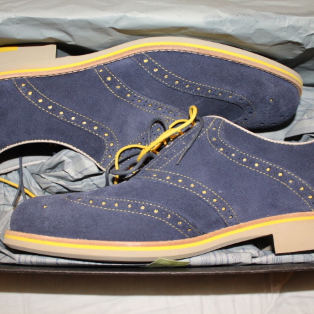 Suede blue and yellow wing tip